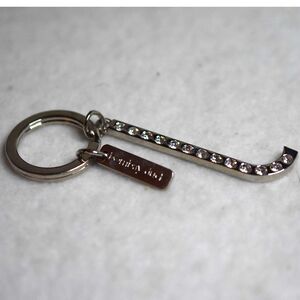 Bombay Duck Rhinestone Accent J Silver Tone Key Chain